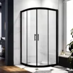 Cabina de Ducha Curva - Negro Mate 90 cm - Sin piso