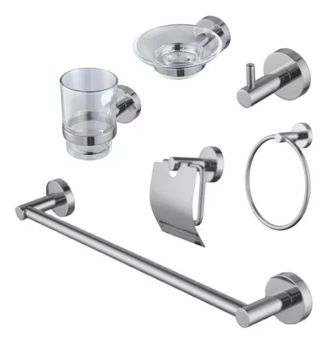 Kit Accesorios para Baño - Acero Inoxidable 6 piezas