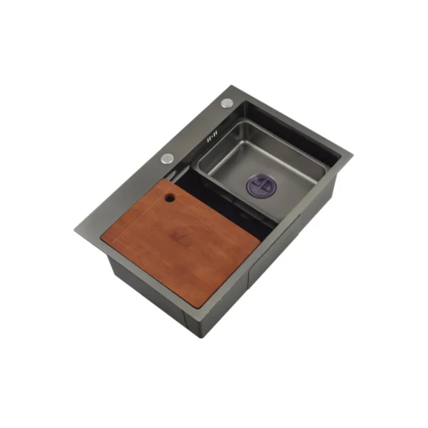 Pileta Simple Rectangular Negro Mate con Accesorios