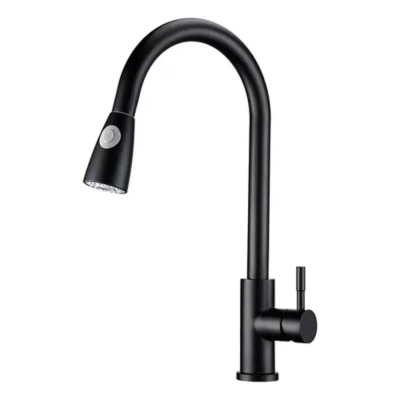 Monocomando Cocina Pico Extraíble Negro Mate