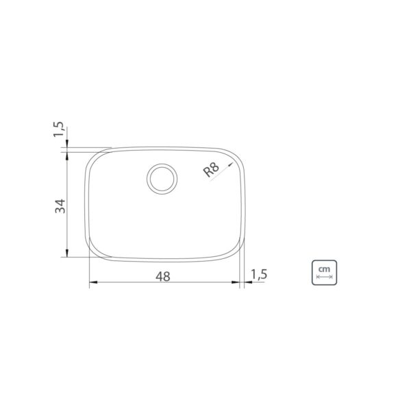 94027/102 – Pileta Simple Rectangular Satinada Tramontina con Válvula