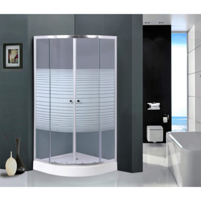 Cabina de Ducha Curva 90cm – Con Piso - Puertas Rayadas