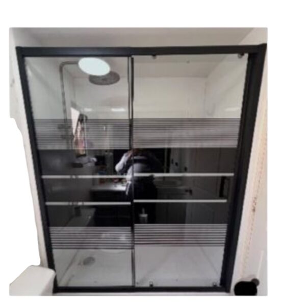 Mampara Corrediza 1.20 mt Negro Mate Diseño Fajas