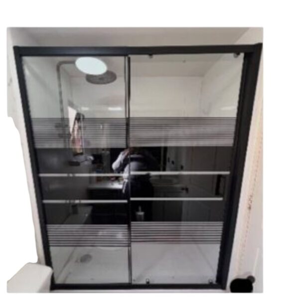 Mampara Corrediza 1.20 mt Negro Mate Diseño Fajas