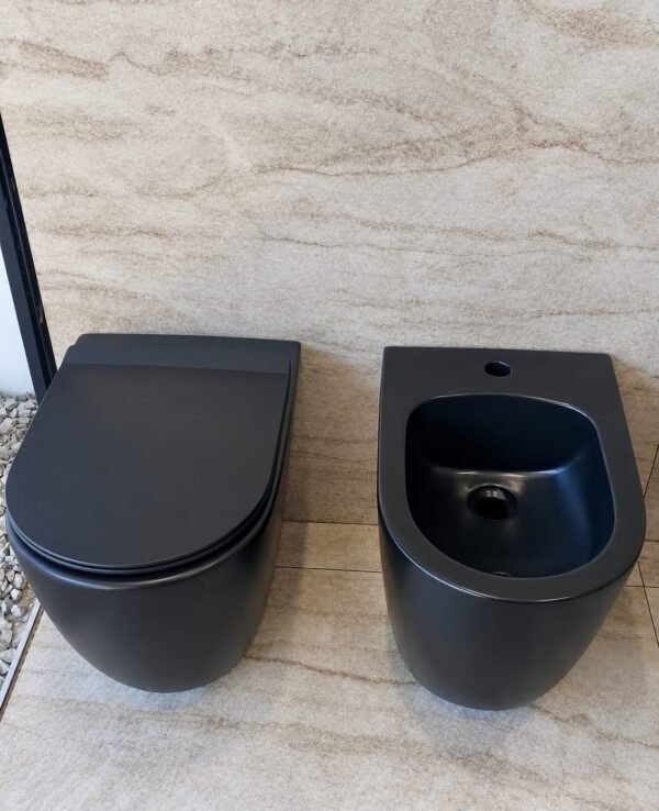 Nantes - Bidé 1 Perforación Negro Mate con transferencia